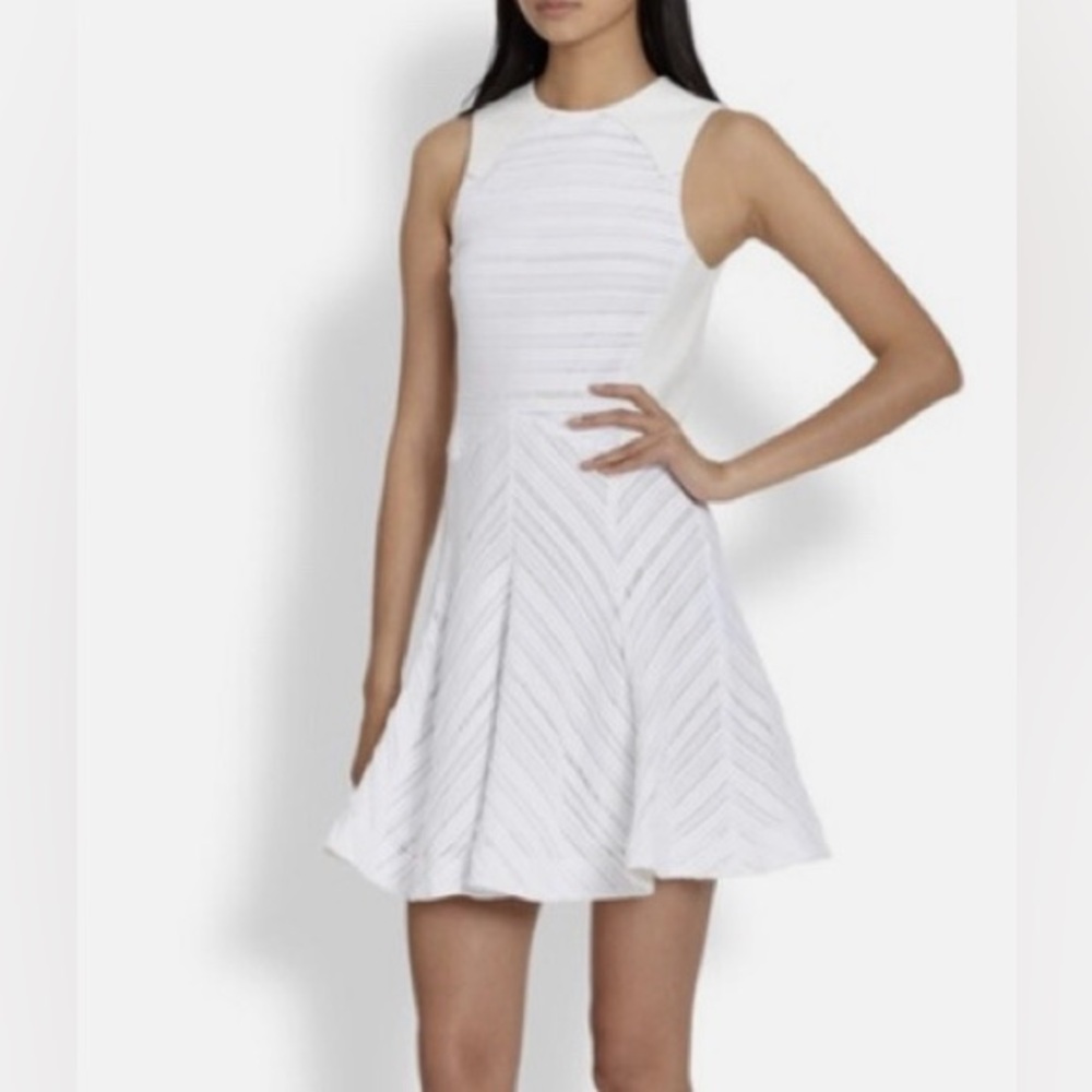 White Striped Fit and Flare Skater Dress